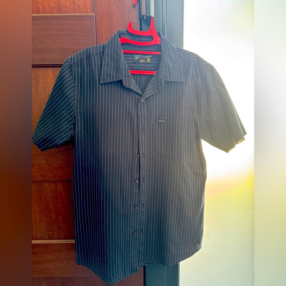 Emerica Black Striped Men's Skater Shirt